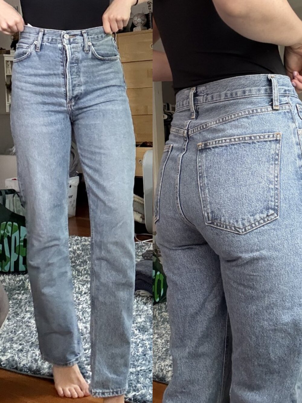 Agolde High Rise Medium Wash Pinch Waist Straight Leg Jeans